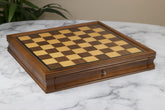 Chess Board with Chess Pieces Storage in Walnut